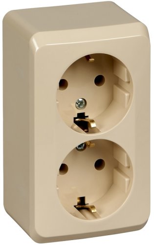 Розетка с заземлением накладная Systeme Electric Этюд 2-м. кремовый картинка